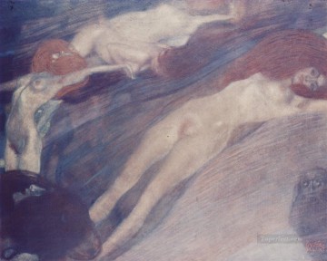 Bewegte Wasser Simbolismo Gustav Klimt Pinturas al óleo